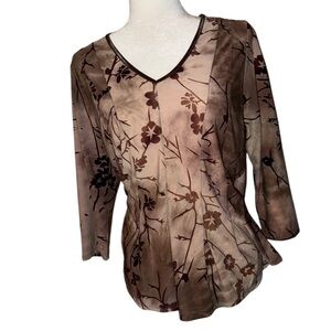Roz & Ali  V-Neck Women's Top - Brown